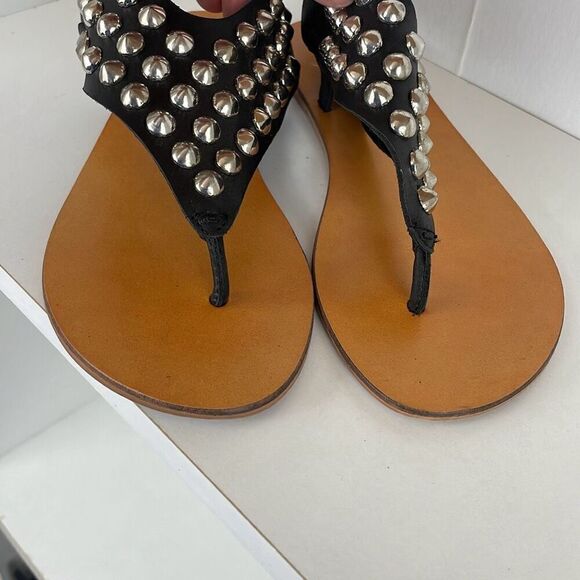 Ecote Studded Leather Slingback Sandals 7.5 - Picture 4 of 8